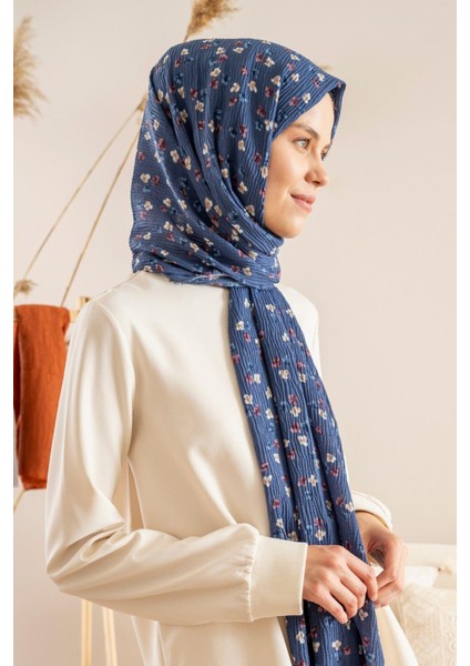 Kadın Çiçek Desenli Kırışmaz Bürümcük Şal 190*80 Cm modelleri