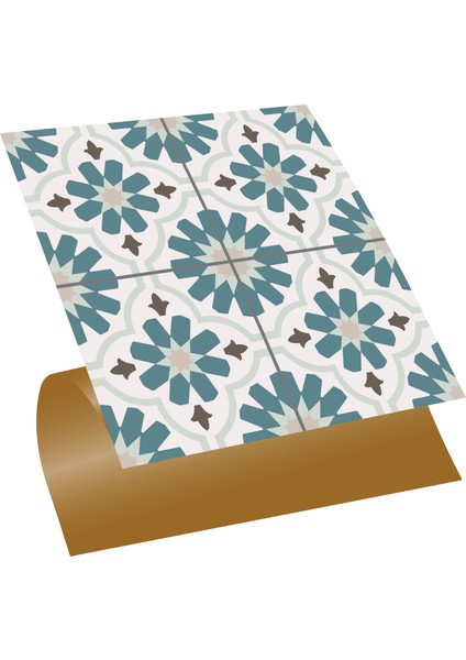 Kendinden Yapışkanlı Yeşil Çiçek Bahçesi Desenli Pvc Karo 30X30 cm (56 Adet) 5m2