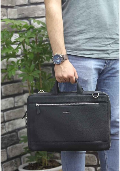 Siyah Hakiki Deri Özel Üretim Laptop ve Evrak Çantası Erkek / Kadın P1796