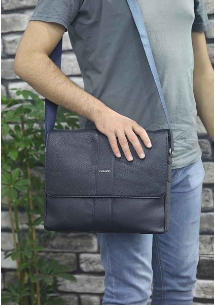 Lacivert Hakiki Deri Spor Laptop ve Evrak Çantası Erkek P1749