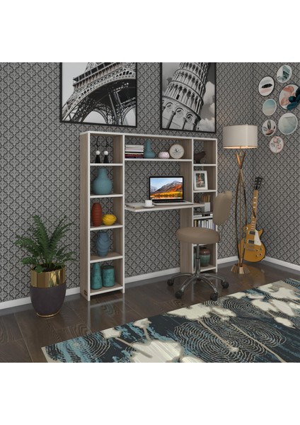 Kenzlife bilgisayar çalışma masası senna crd 140*130*20 kitaplıklı ofis sekreter laptop