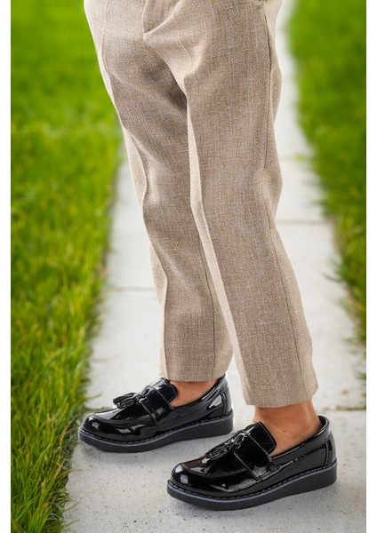 Papyonlu Erkek Çocuk Okul Sünnet Ayakkabısı 184 Rugan Siyah