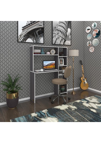 Kenzlife bilgisayar çalışma masası prost gri 140*100*20 kitaplık sağda ofis sekreter laptop