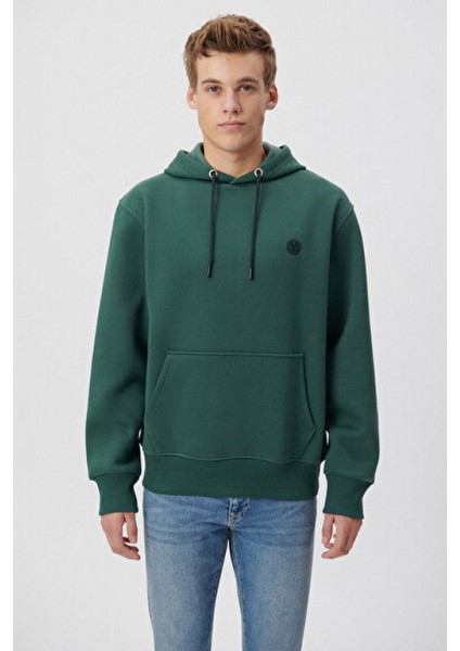 Erkek Kapüşonlu Yeşil Basic Sweatshirt 065809-71580