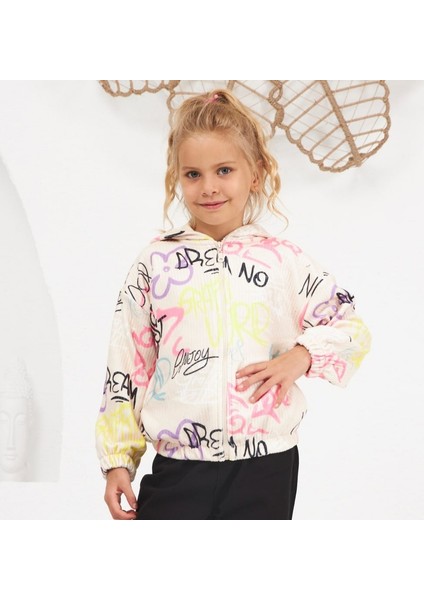 Kız Renkli Fermuarlı Sweatshirt