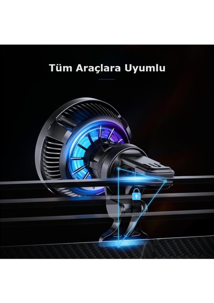 GW02 Izgara Klipsli Işıklı Soğutmalı Ayaklı 30W Kablosuz Şarjlı Magsafe Araç Içi Telefon Tutucu indirimleri