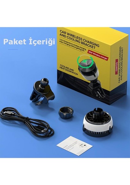 GW03 Izgara Klipsli Ayaklı Soğutmalı 15W Kablosuz Şarjlı Magsafe Araç Içi Telefon Tutucu