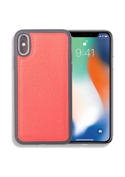 Kırmızı Hakiki Deri iPhone x / Xs Kılıfı P1426