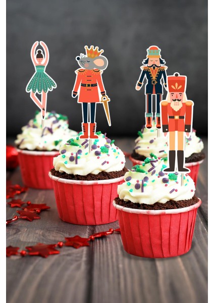 Kurşun Askerler ve Balerin Yılbaşı Yeni Yıl Kürdan Süsleri Cupcake Süsleri Lüks Büyük Boy 10LU Paket fiyatları