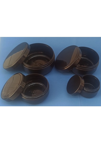4 Parça Siyah Seyahat Seti 150-100-50-25 ml Boş Plastik Kozmetik - Pomat - Krem Kutusu