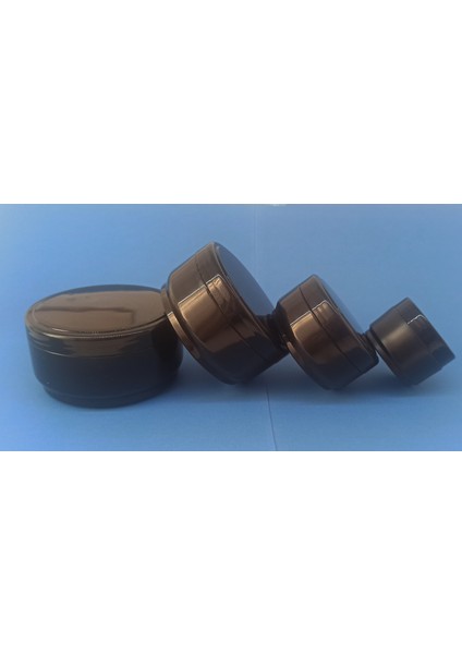 4 Parça Siyah Seyahat Seti 150-100-50-25 ml Boş Plastik Kozmetik - Pomat - Krem Kutusu