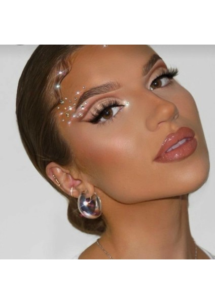 Yuvarlak ve Damla Işıltılı Yüz Taşı Makeup Taşı Işıltılı Vücut ve Saç Taşı Face Sticker