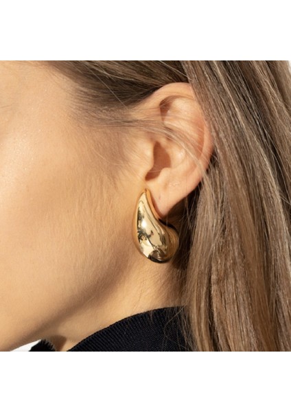 Bombeli Bottega Küpe Damla Model Küpe Gold Renk