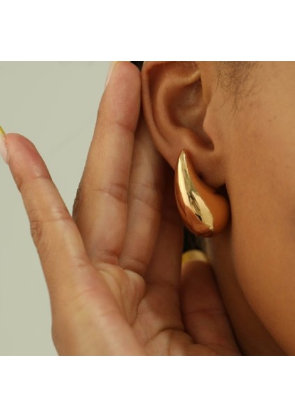 Bombeli Bottega Küpe Damla Model Küpe Gold Renk indirimleri