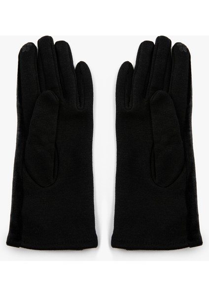 Eldiven Süet Görünümlü Boncuk Işlemeli