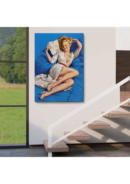 Gil Elvgren Pin-Up Aşk Mektubu Duvar TABLOSU-6449