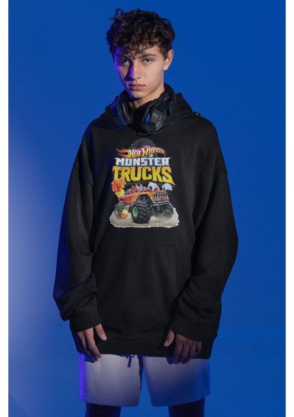 Hot Wheels 4 Baskılı Kapüşonlu Sweatshirt