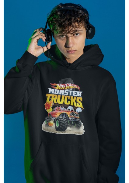 Hot Wheels 4 Baskılı Kapüşonlu Sweatshirt