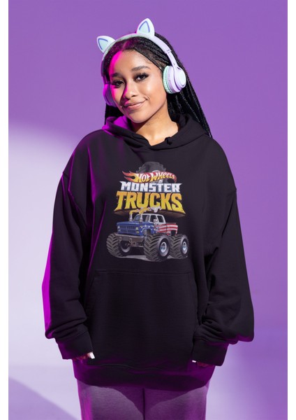 Hot Wheels 3 Baskılı Kapüşonlu Sweatshirt