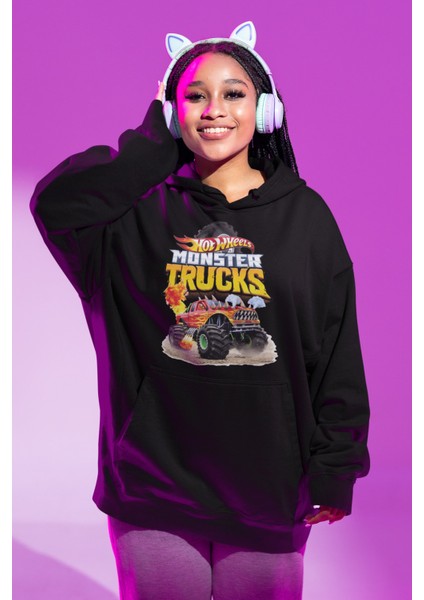 Hot Wheels 4 Baskılı Kapüşonlu Sweatshirt