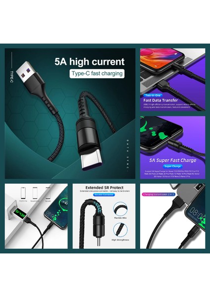A6 Çoklu Şarj Adaptörü 4 Port + J10 Type-C 5A/100W Şarj Kablosu -2mt