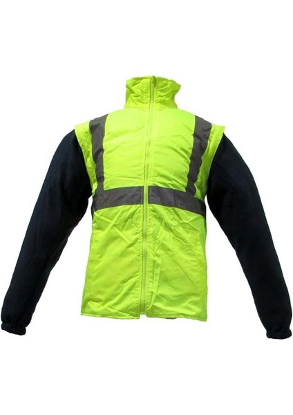 JN1003 Fosforlu Oxford 5+1 Içi Çıkmalı Parka Sarı M Beden