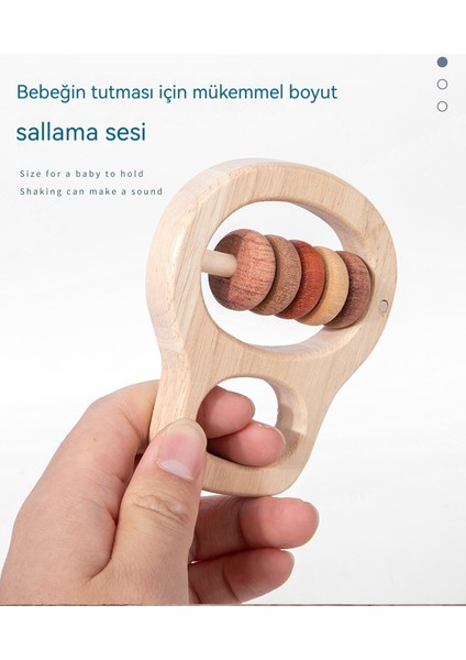 Ahşap Bebek Yatıştırıcı ve Kavrama Eğitim El Çıngırak (Yurt Dışından)