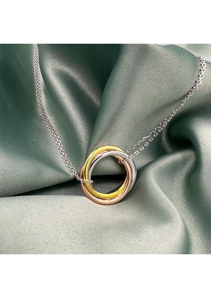 Anello Üç Renk Halkalı Kadın Gümüş Kolye fiyatları