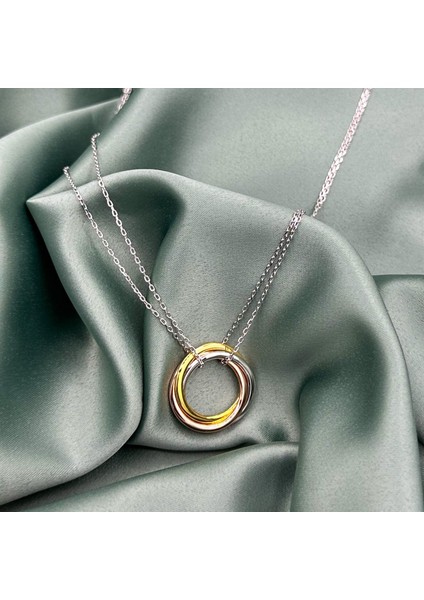 Anello Üç Renk Halkalı Kadın Gümüş Kolye modelleri