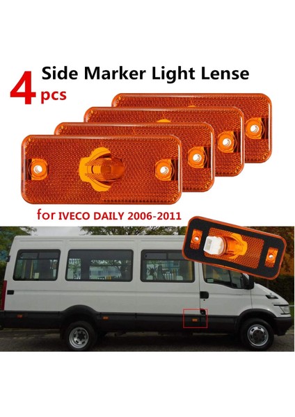 4 Adet Araba Yan Işık Dönüş Sinyali Gösterge Işığı Iveco Daily 2006 2007 2008 2009 2010 2011 (Yurt Dışından)