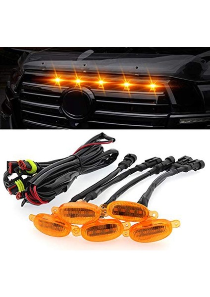 5 Adet Araba Ön Tampon LED Izgara Lambası Ön Izgara Drl Gündüz Farı Suv Ford F-150 Raptor 2014-2020 Için (Yurt Dışından)