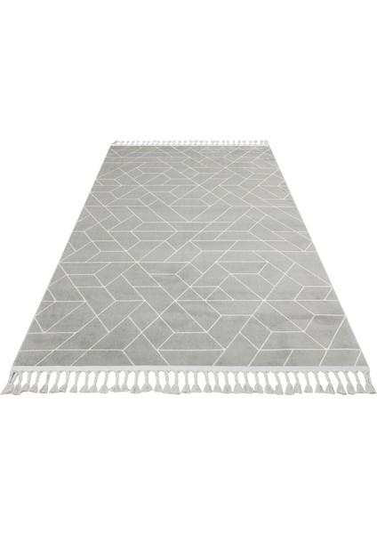 Cagliari Gri Geometrik Mikropolyester Makine Halısı modelleri