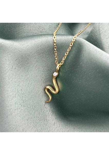 Jewel By Aila Taşlı Yılan Serpent Altın Kaplama Kadın Gümüş Kolye