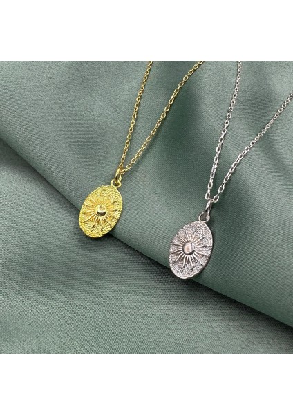 Güneş Antik Plaka Altın Kaplama Kadın Gümüş Kolye fırsatları