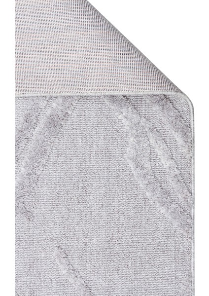 Mosta Gri Geometrik Polyester Makine Halısı