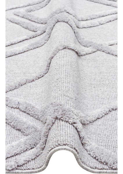 Mosta Gri Geometrik Polyester Makine Halısı