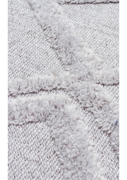 Mosta Gri Geometrik Polyester Makine Halısı
