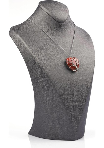 Red Jasper Doğal Taş Tel Sarmalı Kalp Kolye fiyatları