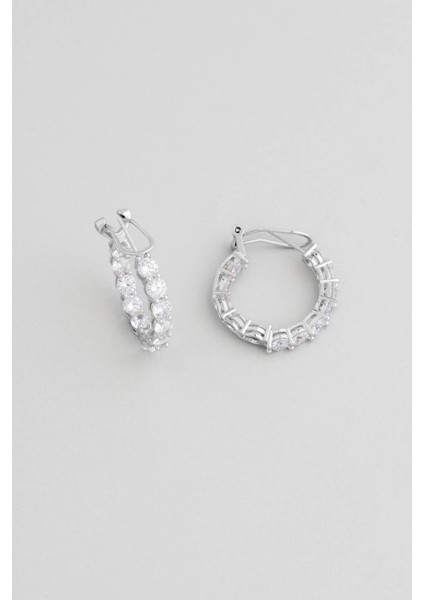 Büyülü Taş 18 Ayar Gümüş Halka Küpe