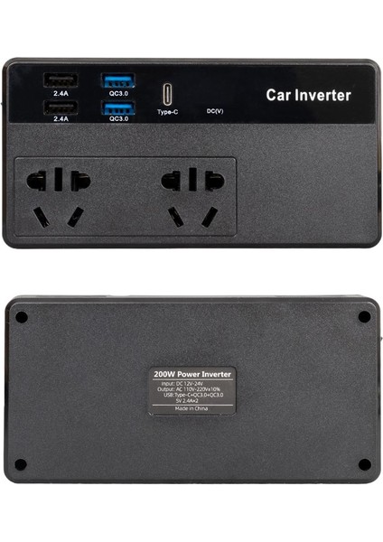 POWERMASTER CZ02/12V-24V 12-24 VOLT 200 WATT 4 USB + TYPE-C GİRİŞLİ ARAÇ POWER INVERTER