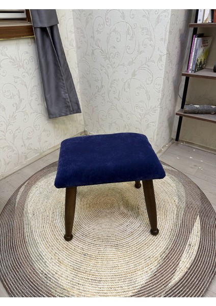 Trend Ceviz Lacivert Ahşap Ayak Uzatma Pufu Makyaj Koltuğu Bench Tabure fırsatları