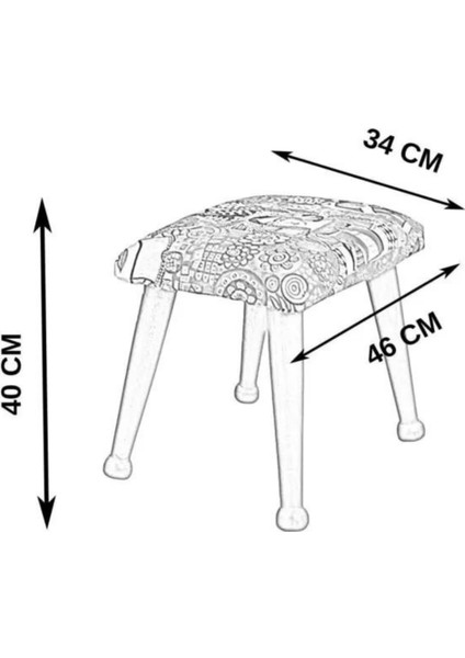 Trend Ceviz Ekose Hardal Ahşap Ayak Uzatma Pufu Makyaj Koltuğu Bench Tabure