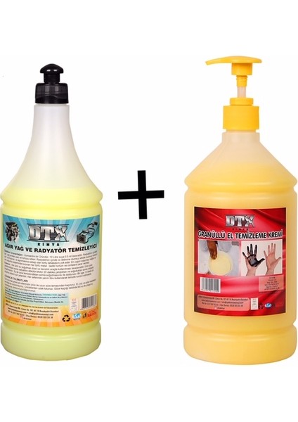 Ağır Yağ Sökücü Radyatör Temizleme 1 Litre & Granüllü El Temizleme Kremi 1 Lt
