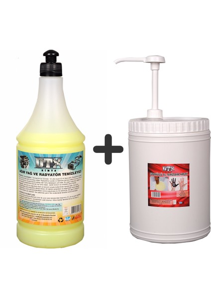 Ağır Yağ Sökücü Radyatör Temizleme 1 Litre & Granüllü El Sabunu 4 kg (Sanayi Tipi)