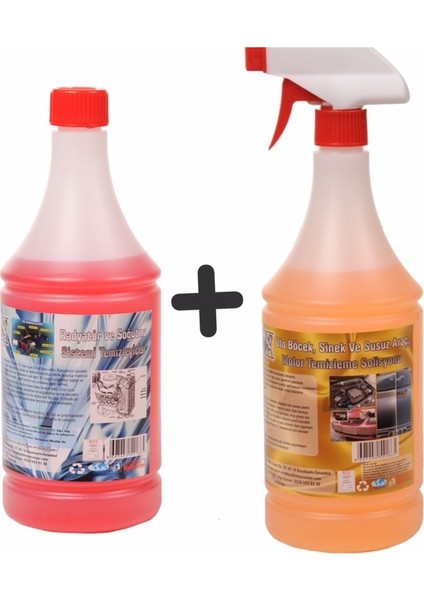 (Solventli) Oto Kalorifer ve Petek Temizleme 1 Lt & Oto Böcek Sinek Temizleme 1 Lt