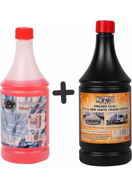 Oto Kalorifer ve Petek Temizleme (Solventli) 1 Lt & Cilalı Oto Motor Şampuanı 1 Litre