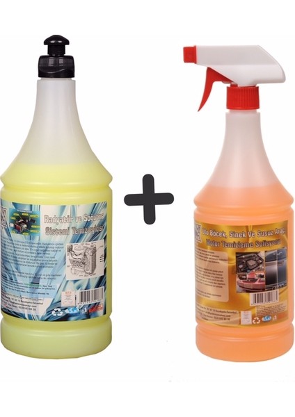 Oto Kalorifer ve Petek Temizleme (Solventli) 1 Lt & Susuz Motor Temizleme Spreyi 1 Lt