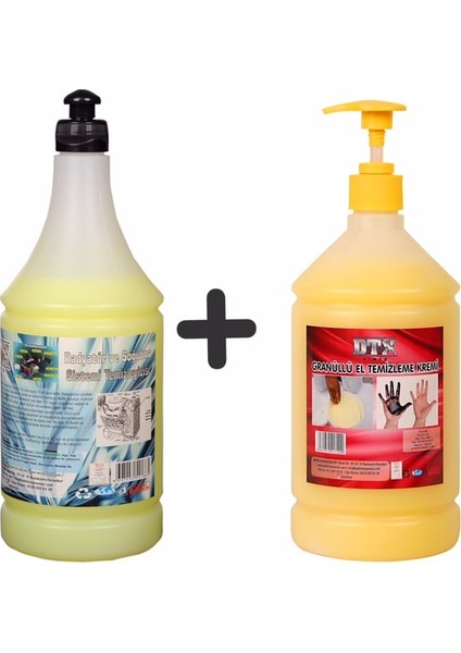 Oto Kalorifer ve Petek Temizleme (Solventli) 1 Litre + Granüllü El Temizleme Kremi 1 Lt