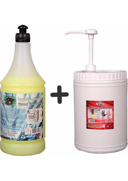 Oto Kalorifer ve Petek Temizleme (Solventli) 1 Lt & Granüllü El Temizleme Sabunu 4 kg