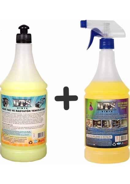 Ağır Yağ Sökücü Radyatör Temizleme 1 Litre & Ixir Genel Temizleme Sıvısı 1 Lt